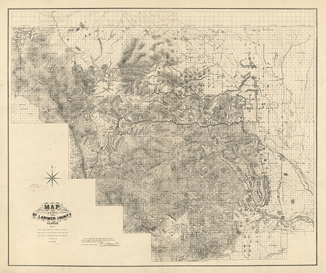 Map of Larimer County, Colorado. 1884. Vintage Restoration Hardware ...