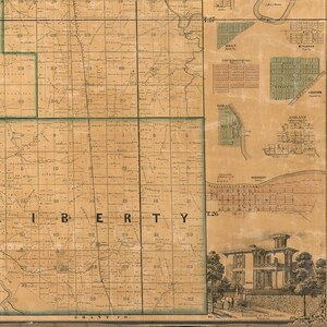 Map of Wabash County, Indiana. 1861. Vintage Restoration Hardware Home Deco Style Old Wall ...