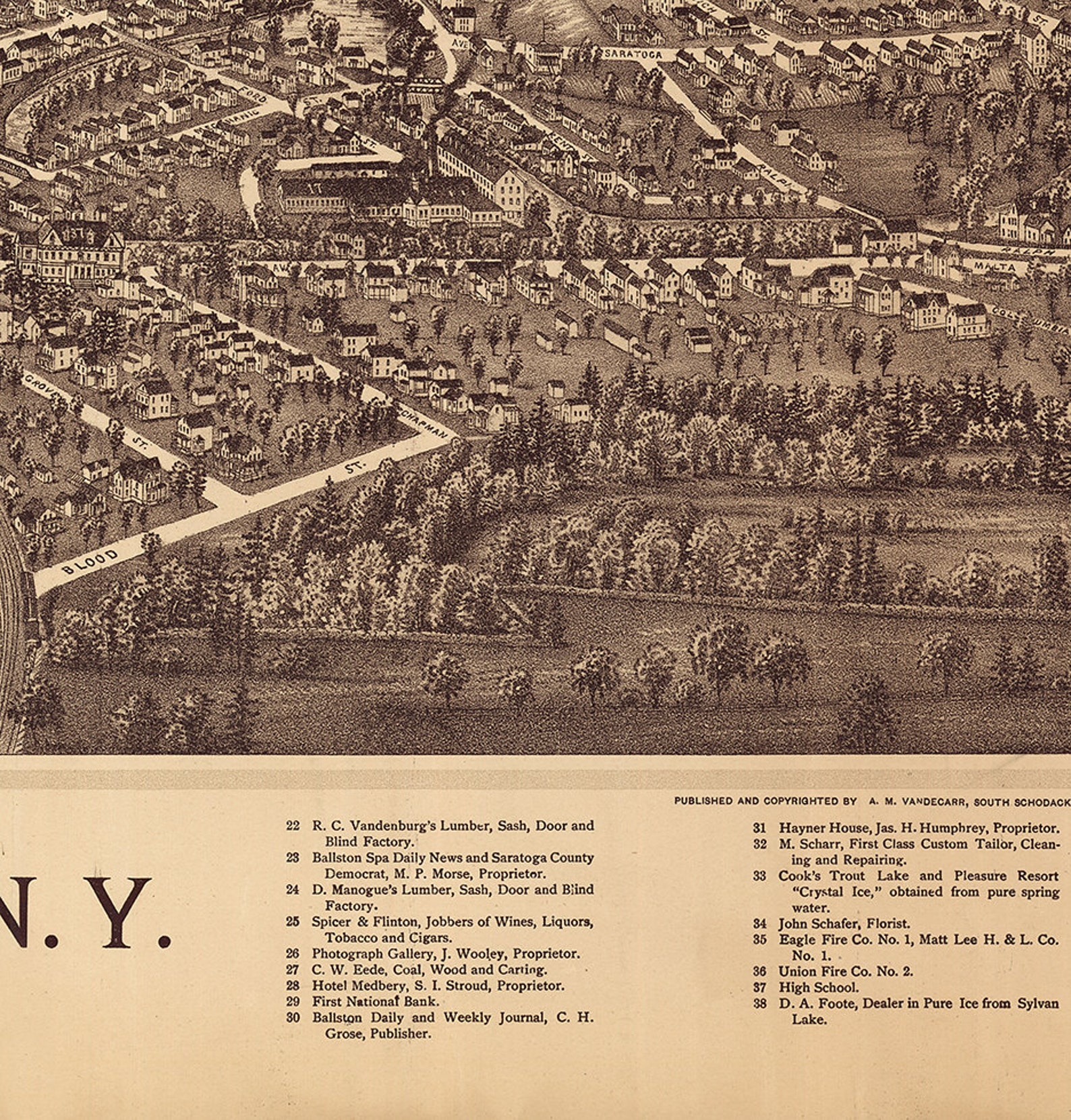 Map of Ballston Spa Saratoga County New York N.Y 1890. Etsy
