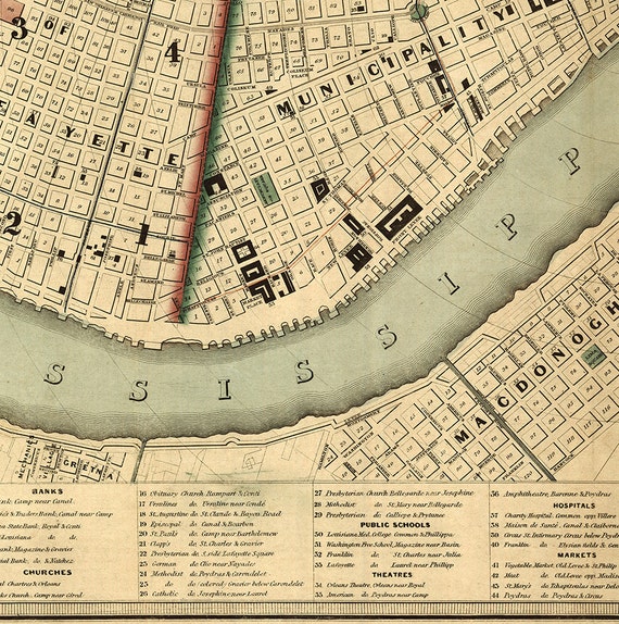 New Orleans Antique Map Print - Winter Museo