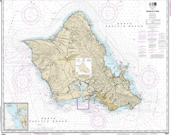 Nautical charts of Oahu Island. 19357 Hawaii Map reproduction