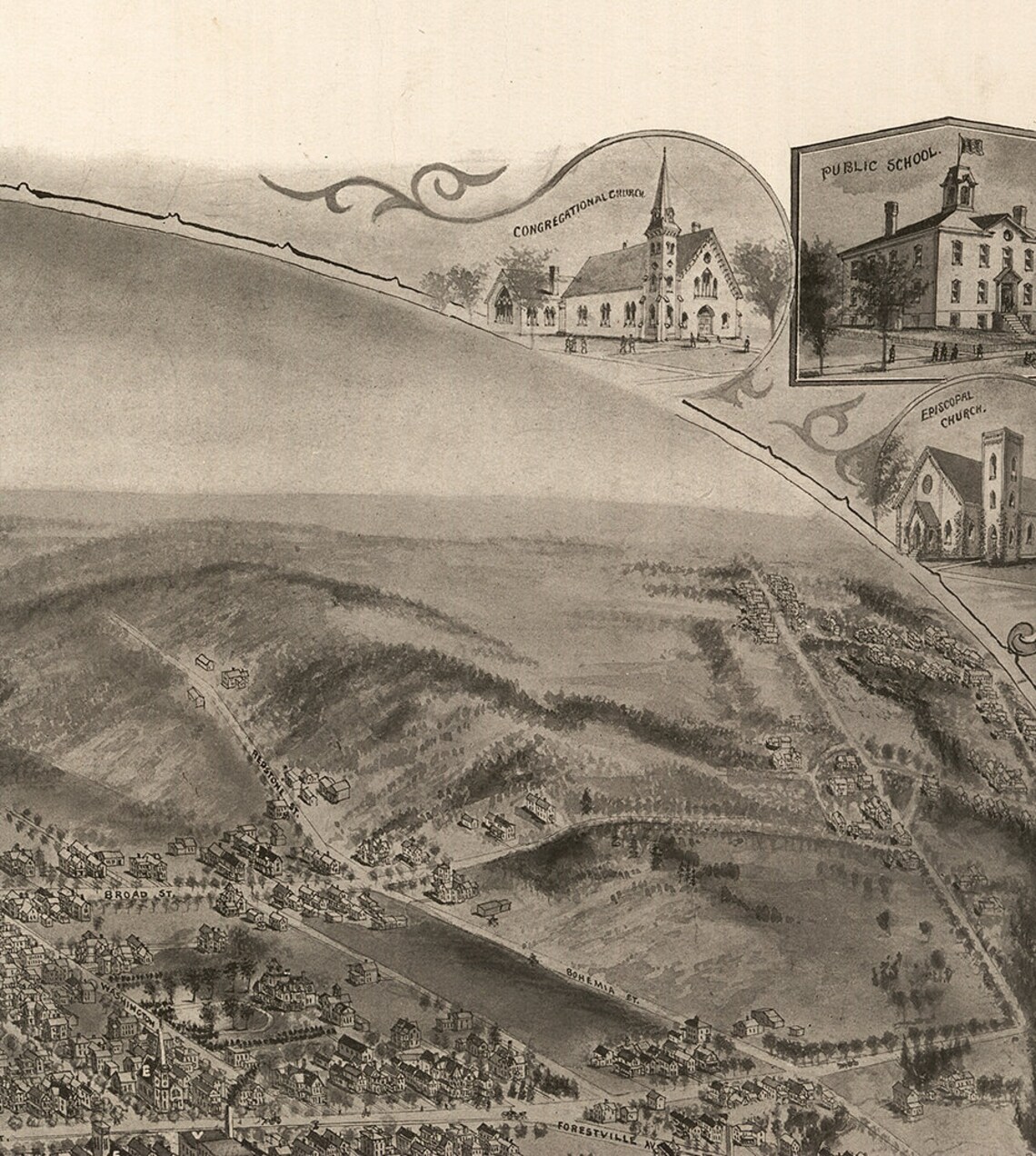 Map of Plainville Hartford County Connecticut CT 1907 Etsy