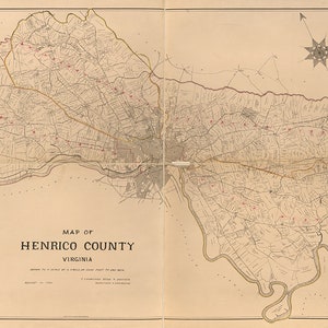 Map of Henrico County, Virginia - Geological Map - Vintage Wall Map Art Decor