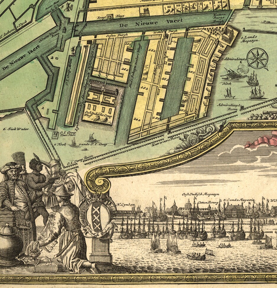 額装品 西洋古地図 1800年頃 アムステルダム都市図 額装品 西洋古地図