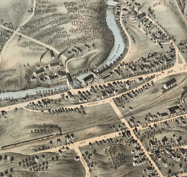 Map of Greenfield Franklin County. Massachusetts MA 1877. Etsy