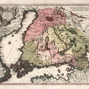 Carte de la Finlande (Finlandiae).  1730. Réimpression d'un mur ancien de style déco pour la maison Restauration de quincaillerie.