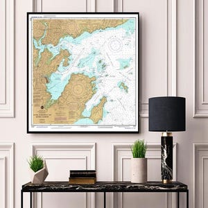 Salem Marblehead & Beverly Harbors Map – NOAA Nautical Chart 13276 Reproduction Wall Art – North Shore MA Coast (07/1984)