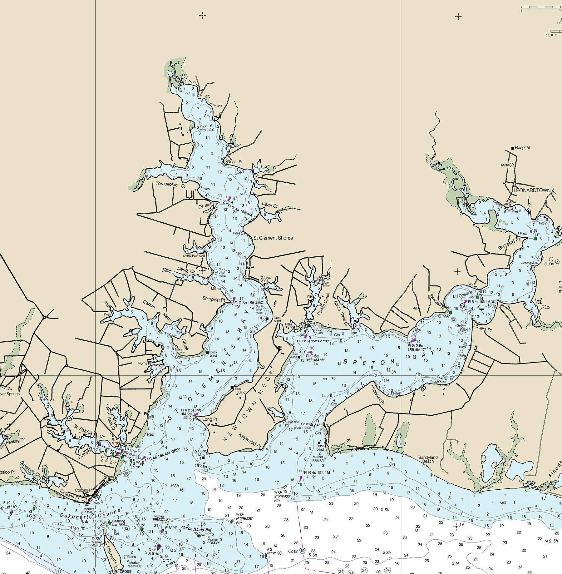 NOAA Nautical Charts of Potomac River Piney Point to Lower Etsy