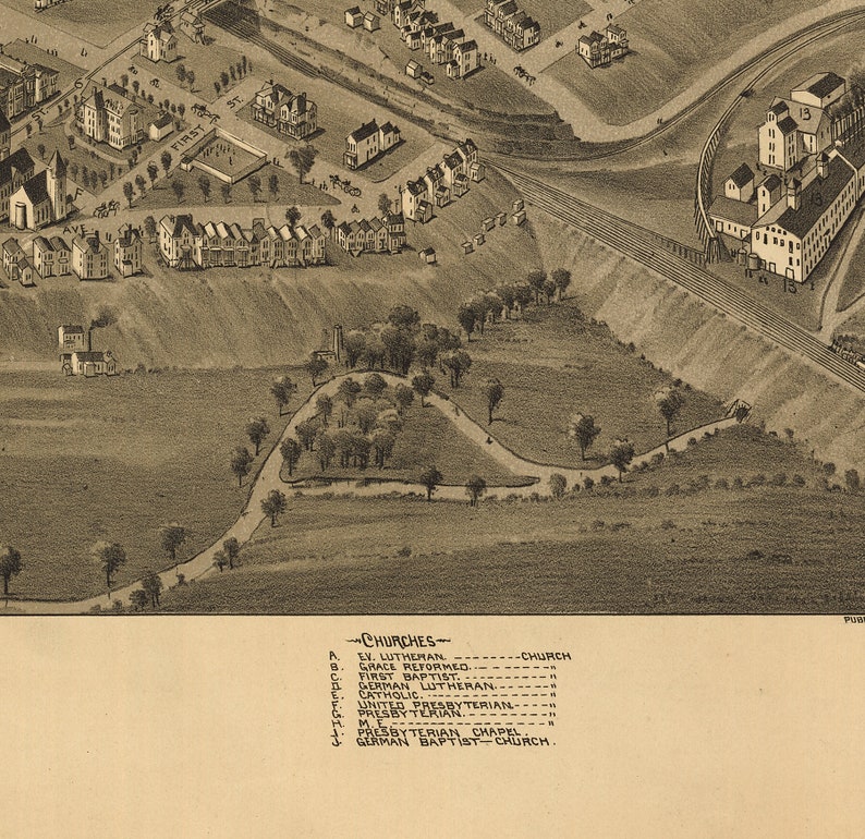 Map of Pennsylvania 1897. Vintage Home Deco Style Etsy