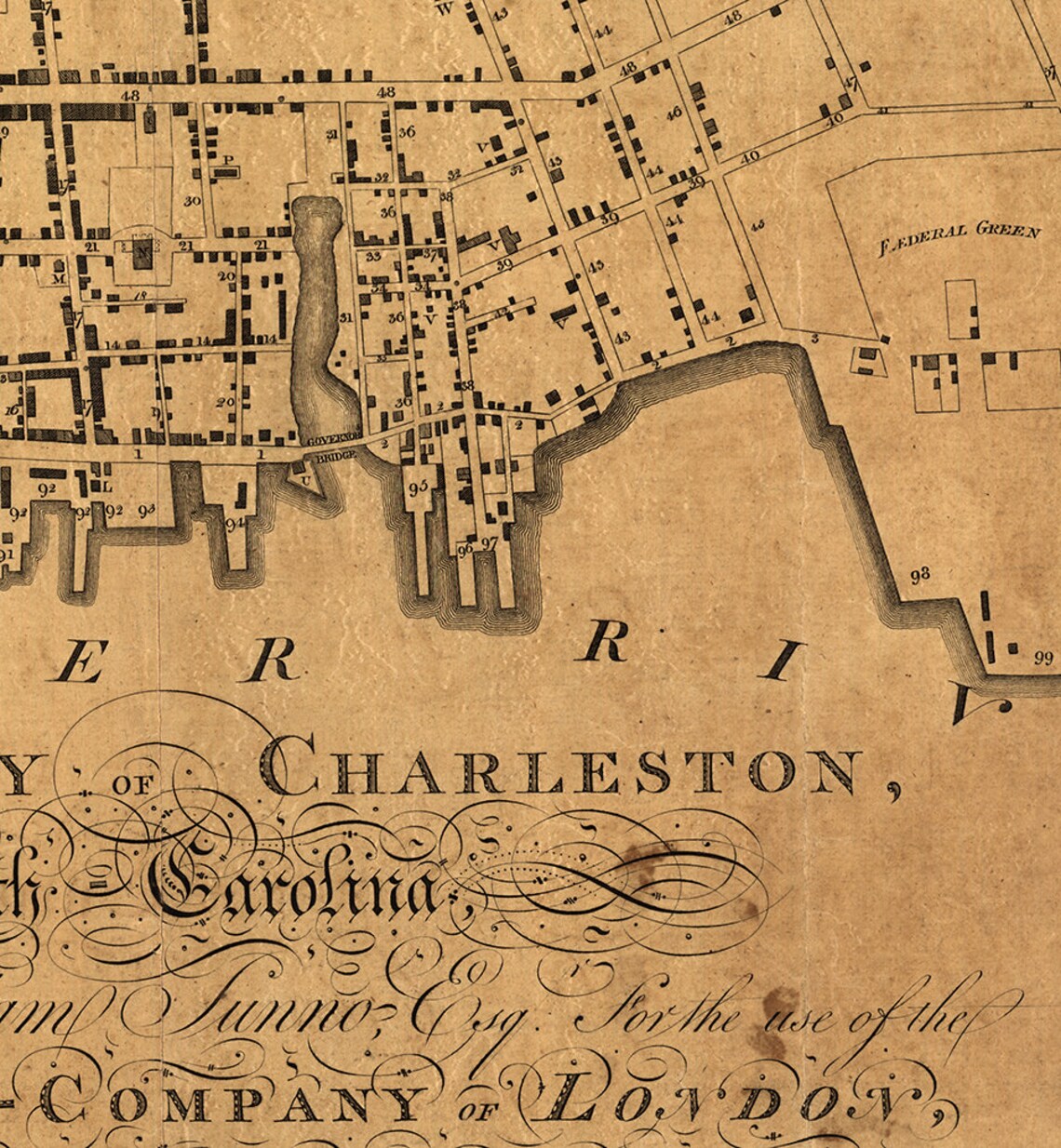 Ichnography of Charleston South-carolina Surveys Map 1790. | Etsy