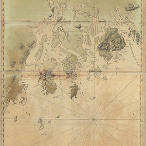 Seekarten der Küste von Maine von Frenchman Bay bis Mosquito Hafen. 1776. Restaurierung Hardware Home Deco Stil Alte Mauer Nachdruck.