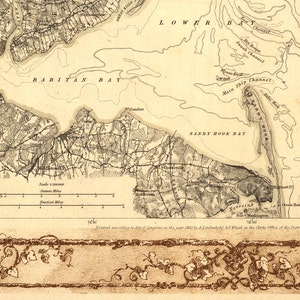 Manhattan, New York City environs and coast survey 1860. Reproduction Vintage Map. Varies sizes. Brooklyn, Queens, New Jersey Staten Island image 5