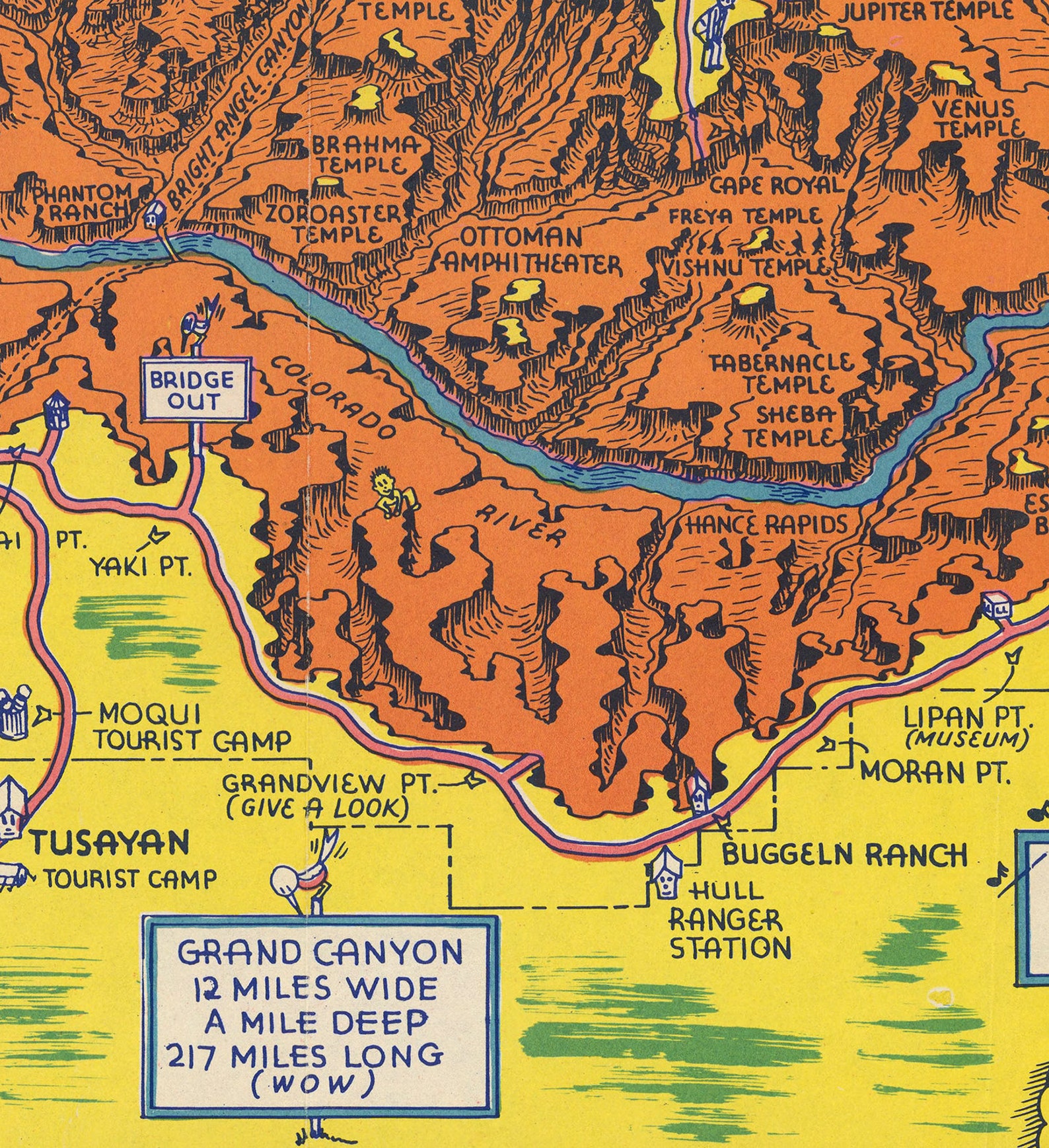 Pictorial Map of Grand Canyon National Park. Vintage - Etsy