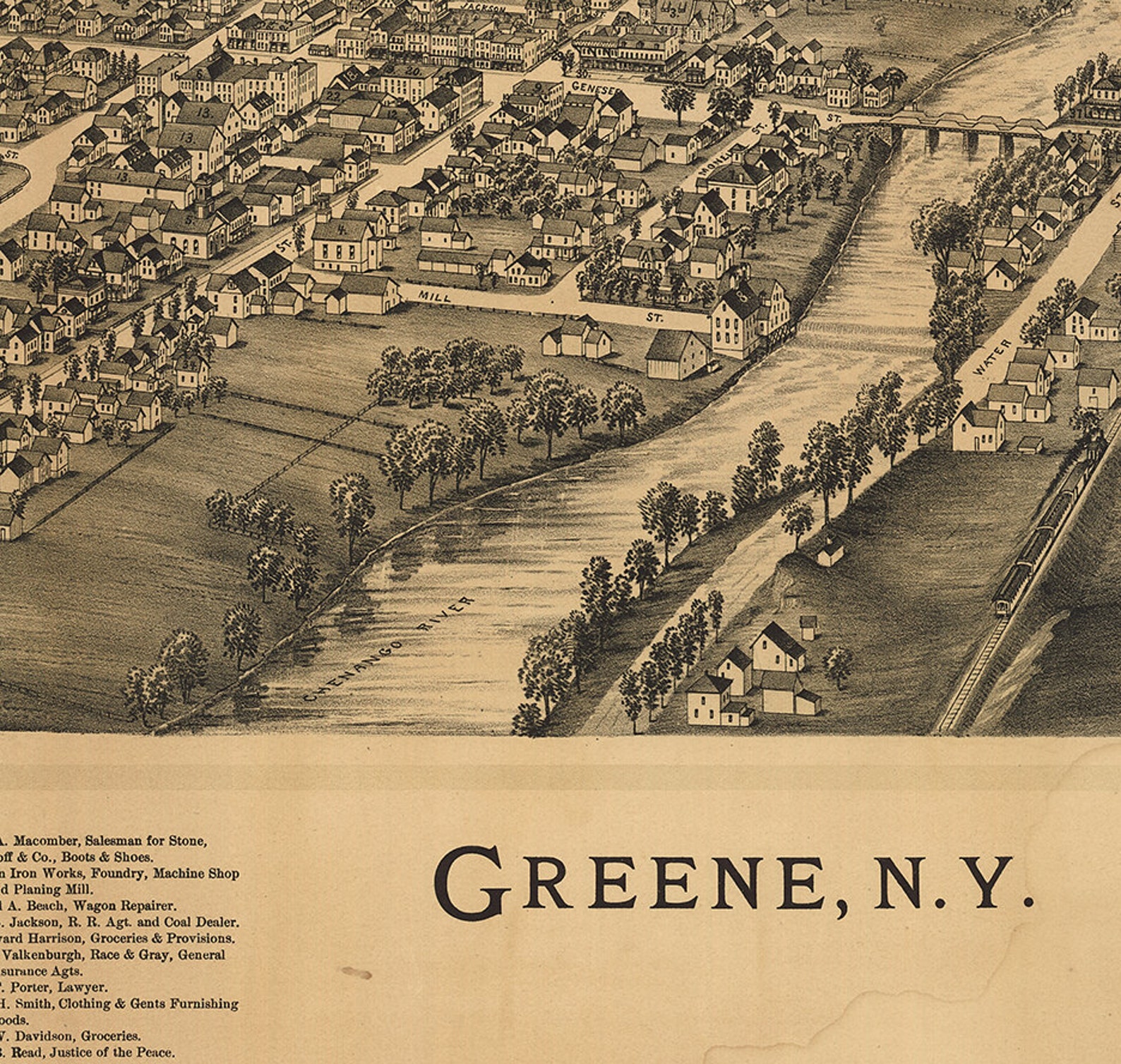 Map of Greene Chenango Co. New York NY 1890. Vintage Etsy