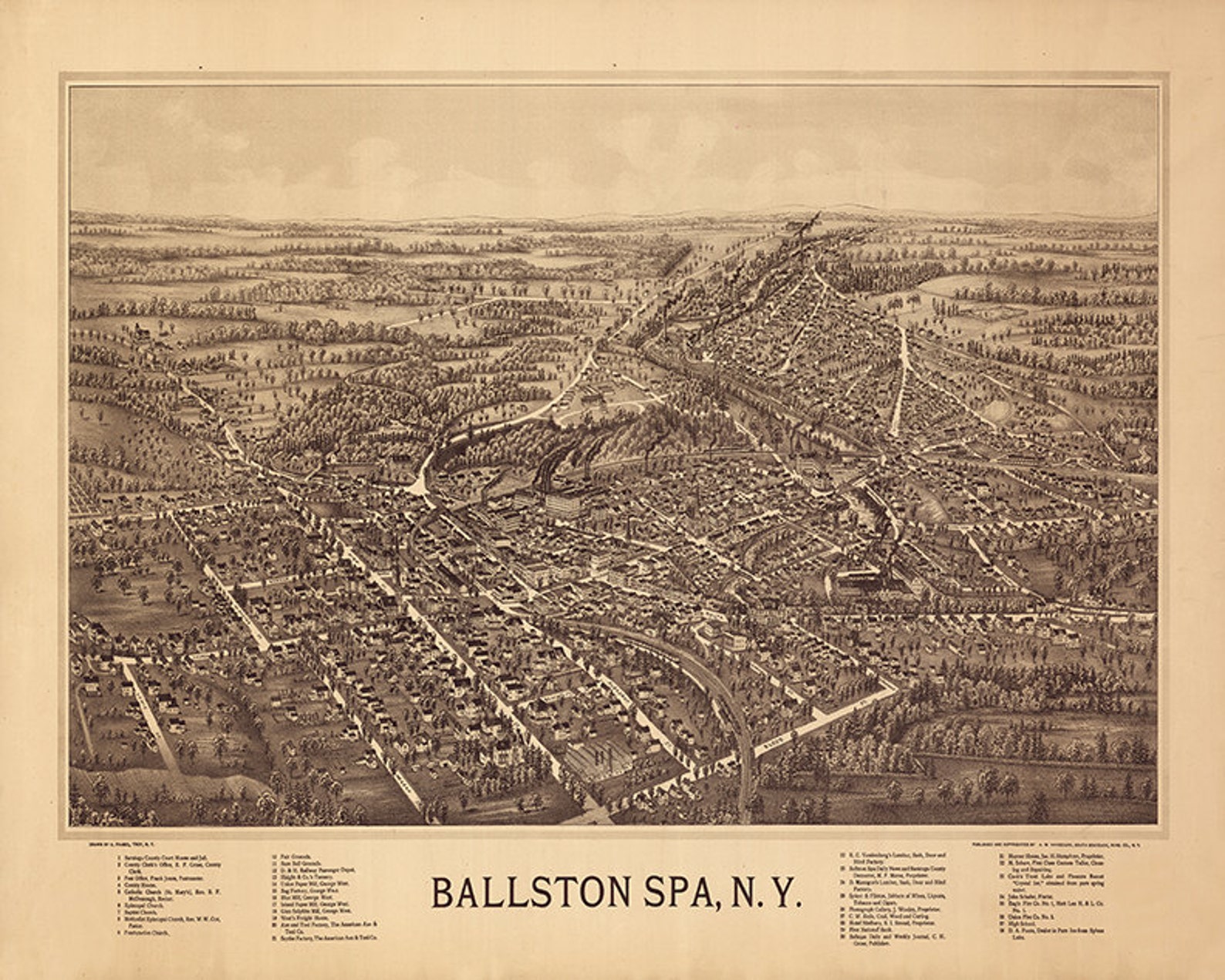 Map of Ballston Spa Saratoga County New York N.Y 1890. Etsy