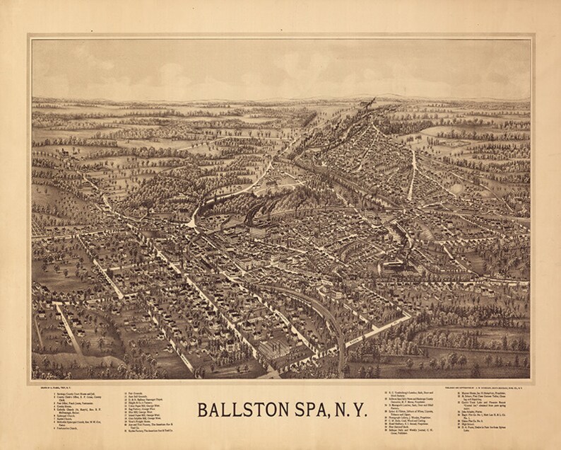 Map of Ballston Spa Saratoga County New York N.Y 1890. Etsy