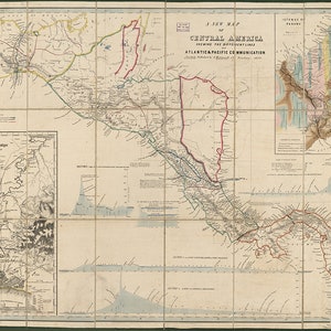 Karte von Mittelamerika, Westindische Inseln und Karibik, 1850. Vintage home-Deco-Stil alte Wandkarte