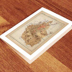 Tarjeta de felicitación Distrito Federal, México 1922. Impresión de reproducción de mapa de pared antiguo estilo art déco de casa vintage.