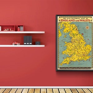 Pictorial Map of England and Wales. Vintage Map reproduction