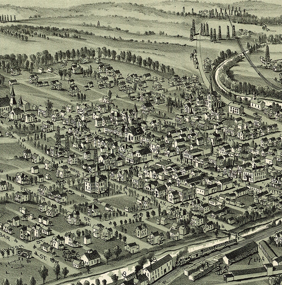 Map of Evans City Butler Co. Pennsylvania PA 1900. Etsy