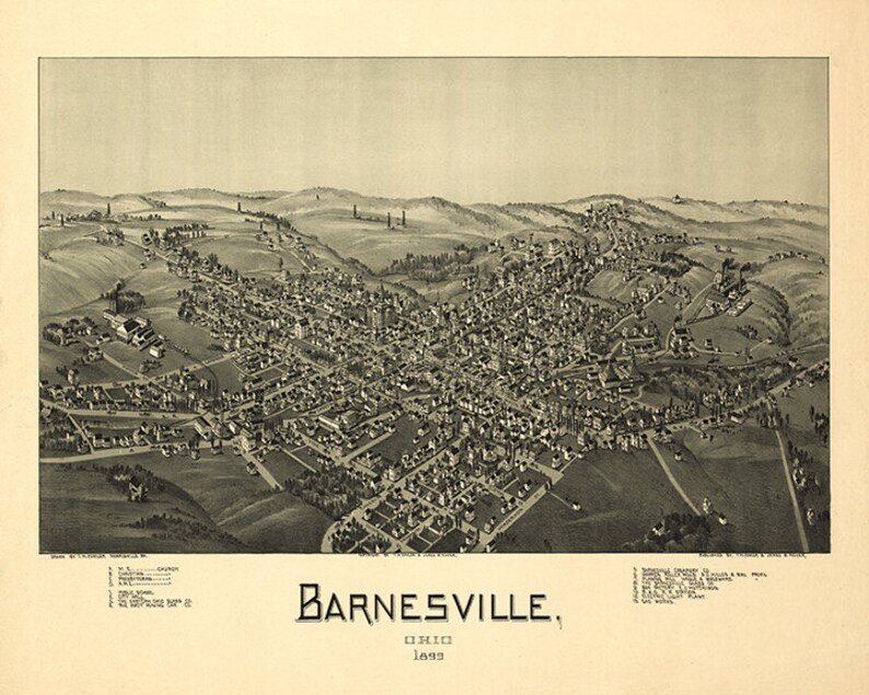 Map of Barnesville Ohio Belmont County Ohio OH 1899. Etsy