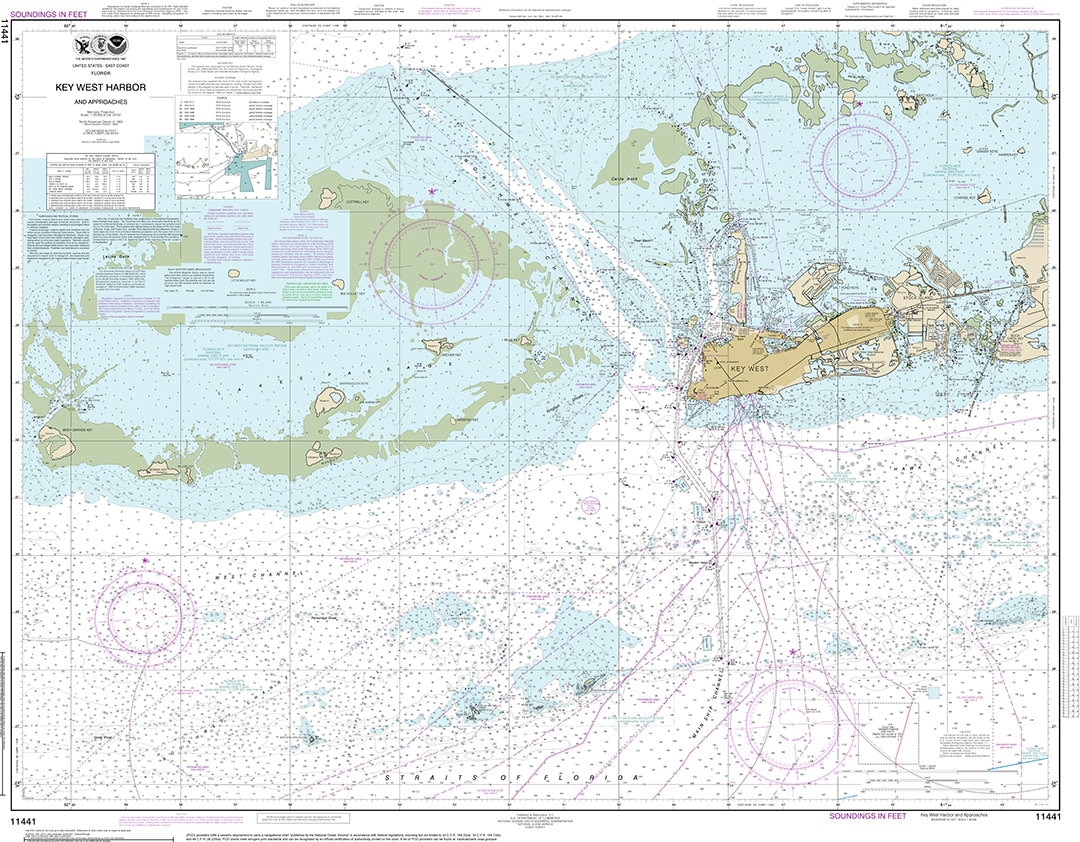 NOAA Nautical Charts Key West Harbor, 11441 Florida, Lavina Bank