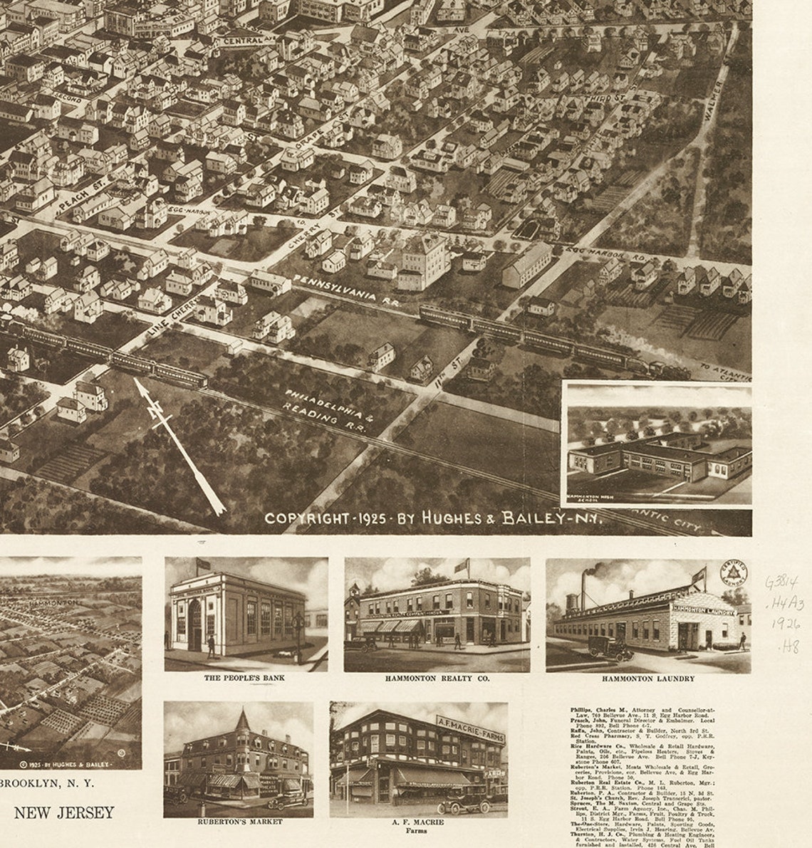 Map of Hammonton Atlantic Co. New Jersey NJ Map 1926. Etsy