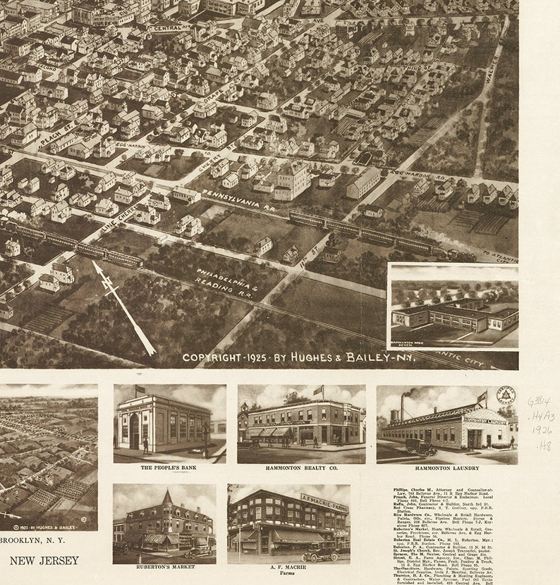 Map of Hammonton Atlantic Co. New Jersey NJ Map 1926. Etsy