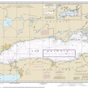 Nautical charts of Lake Ontario. Lake Erie. Great Lakes. Lake Simcoe. Nottawasaga Bay 14800. Home Deco Style old wall reproduction map print