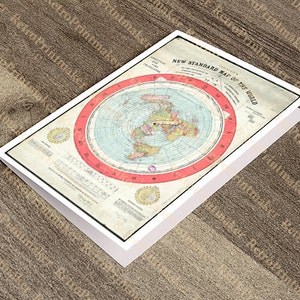 Tarjeta de felicitación del nuevo mapa estándar del mundo de Gleason, 1892. Reproducción de una antigua pared de estilo art déco para el hogar con herrajes de restauración vintage.