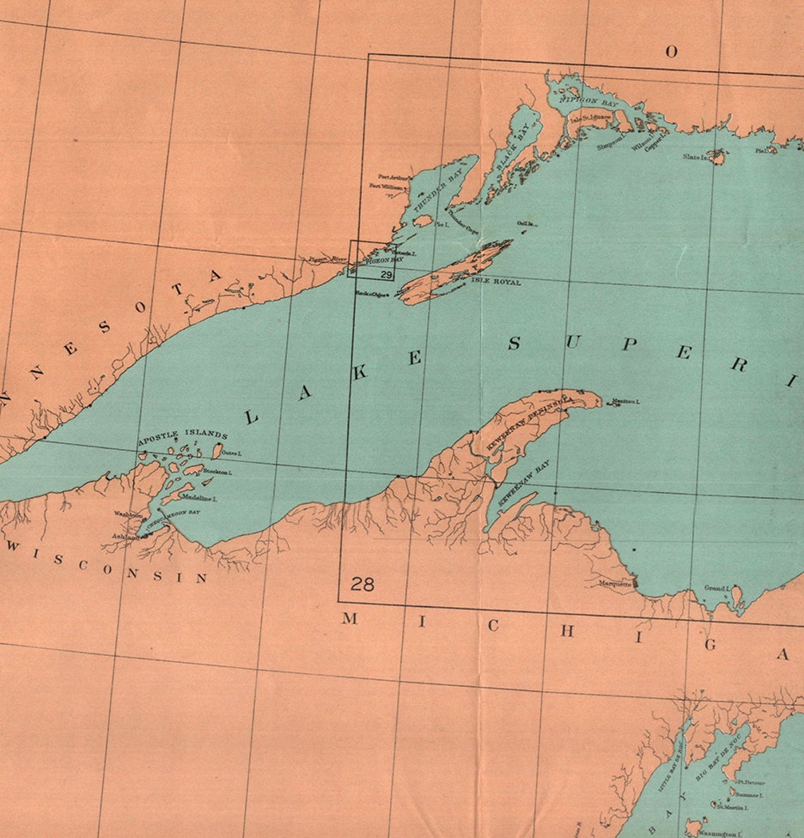 Map of St. Lawrence River and Great Lakes International Etsy