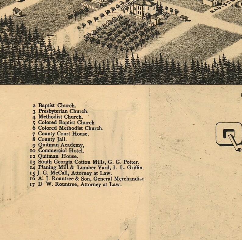 Map of Quitman Brooks County 1885. Vintage Etsy