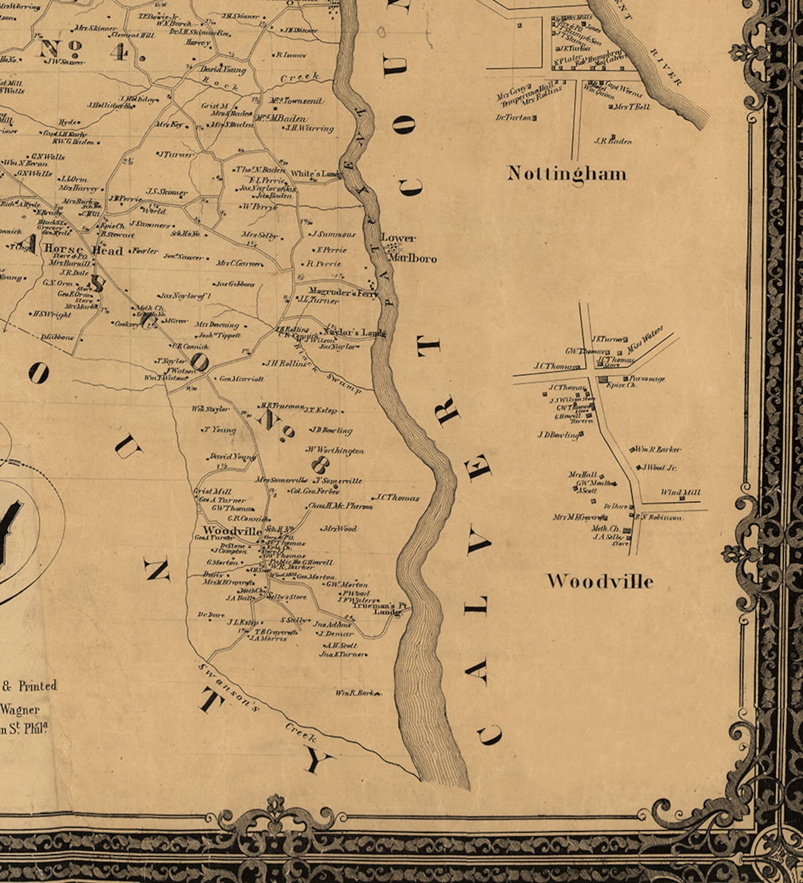 Map of Prince County Maryland MD. 1861. Vintage Etsy