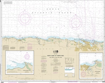 Nautical charts of North Coast of Puerto Rico Punta Penon to Punta Vacia Talega. Puerto Arecibo. 25668 Puerto Palmas Altas. Map reproduction