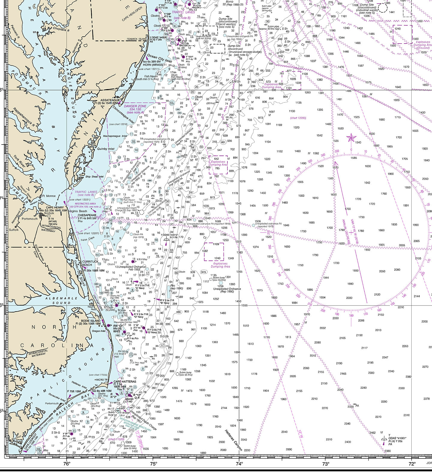 Nautical charts of Cape Sable to Cape Hatteras 13003. Long Etsy