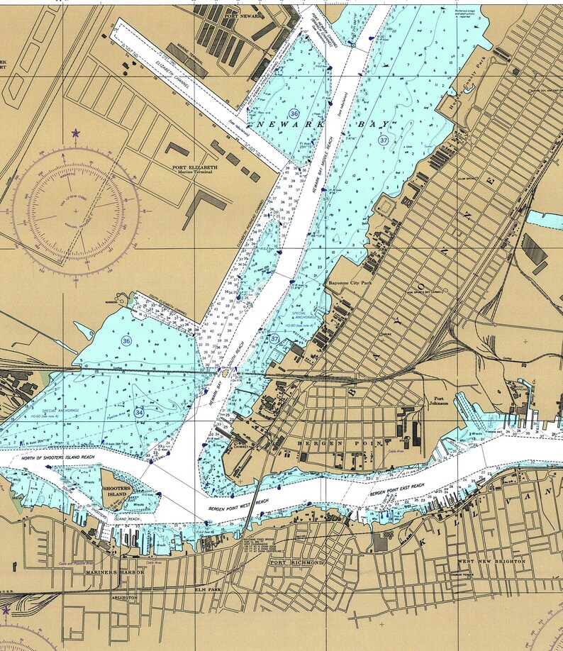 Kill Van Kull & Arthur Kill Map – New York New Jersey Nautical Chart ...