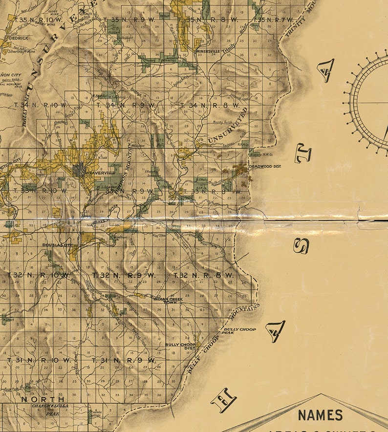 Map of Trinity County California From Surveys CA 1894. Etsy