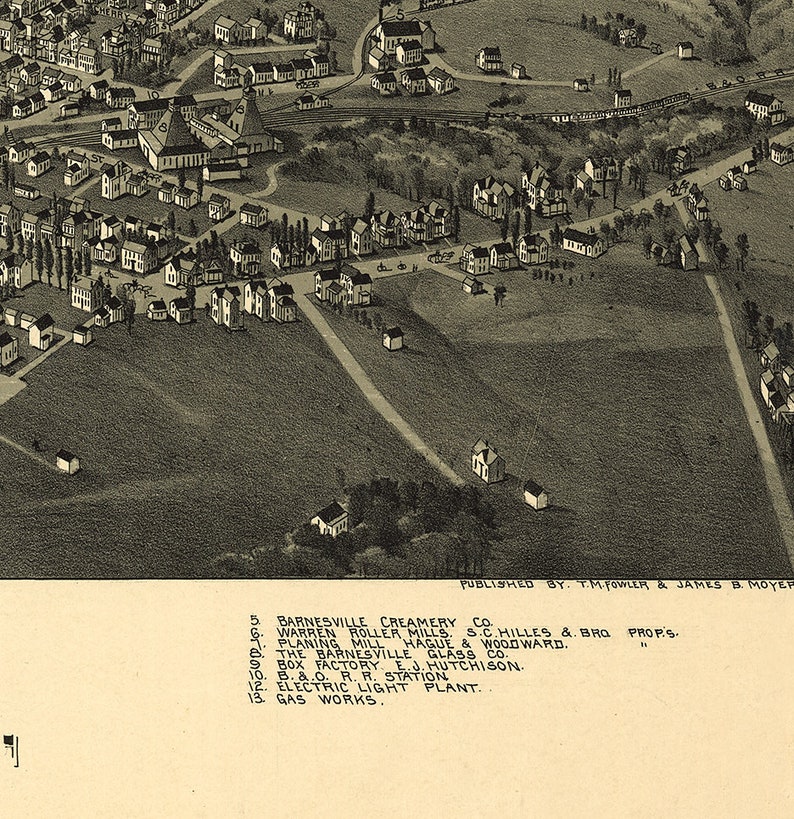 Map of Barnesville Ohio Belmont County Ohio OH 1899. Etsy