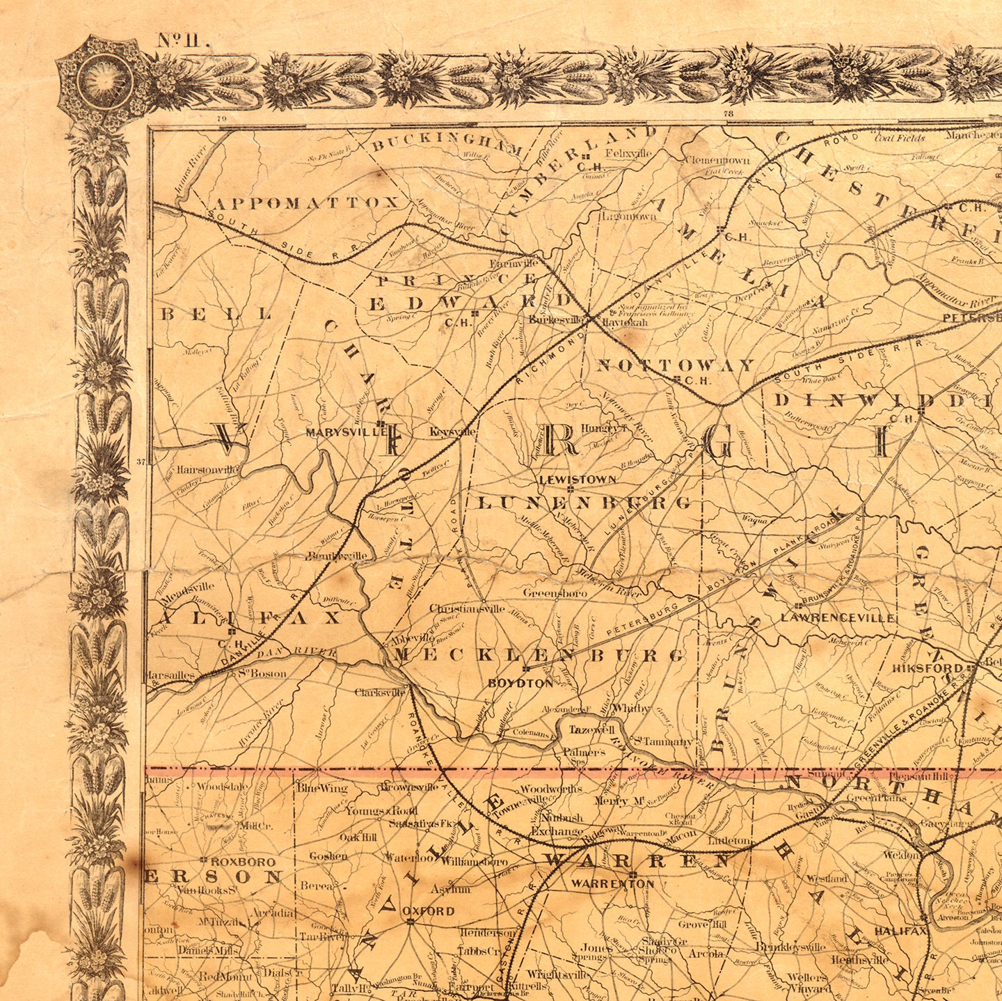 Map of Eastern North Carolina With Part of Virginia and South Carolina ...