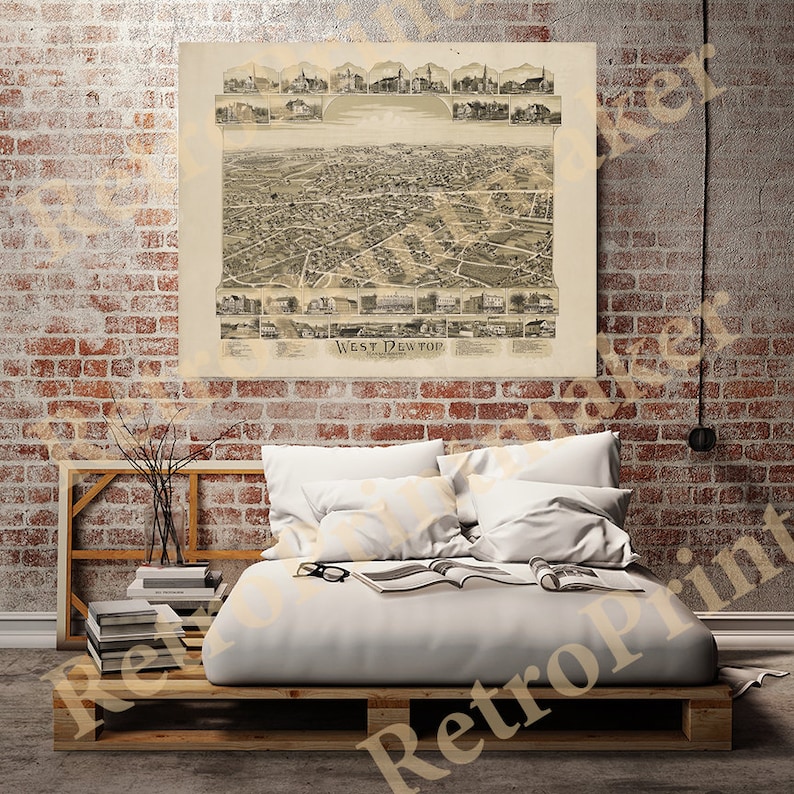 Map of West Newton Massachusetts MA. 1890. Restoration Etsy