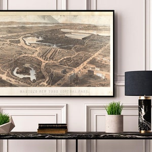 Central Park de Nueva York, Nueva York, de Martel. Impresión de mapa antiguo de estilo art déco para pared.