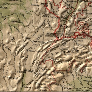 Carte de l'Allemagne, 1880. Reproduction de carte murale ancienne de style déco maison vintage. image 9