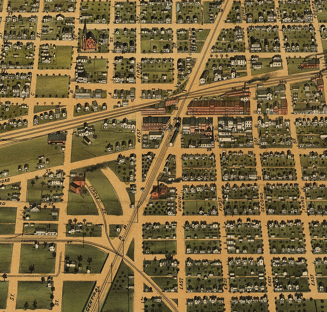 Map of Mattoon Coles County Illinois IL 1884. Restoration Etsy