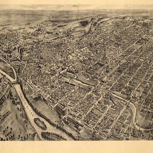 Mapa de Allentown, condado de Lehigh, Pensilvania, PA 1922. Reproducción giclée de pared antigua de estilo home deco vintage.