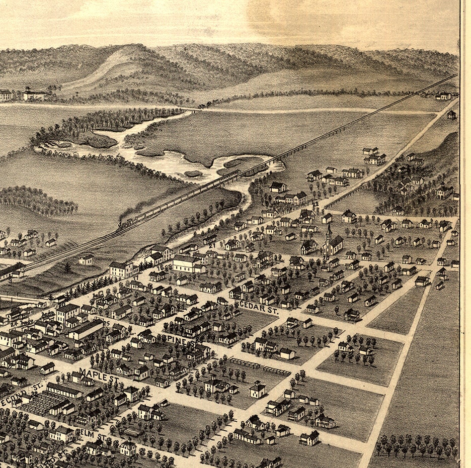 Mapa de River Falls Condado de Pierce Wisconsin 1880 WI. Etsy España