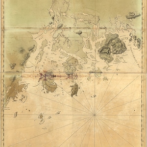 Küste von Maine von Frenchman Bay bis Mosquito Hafen. 1776. Restaurierung Hardware Home Deco Stil Alte Mauer Nachdruck.
