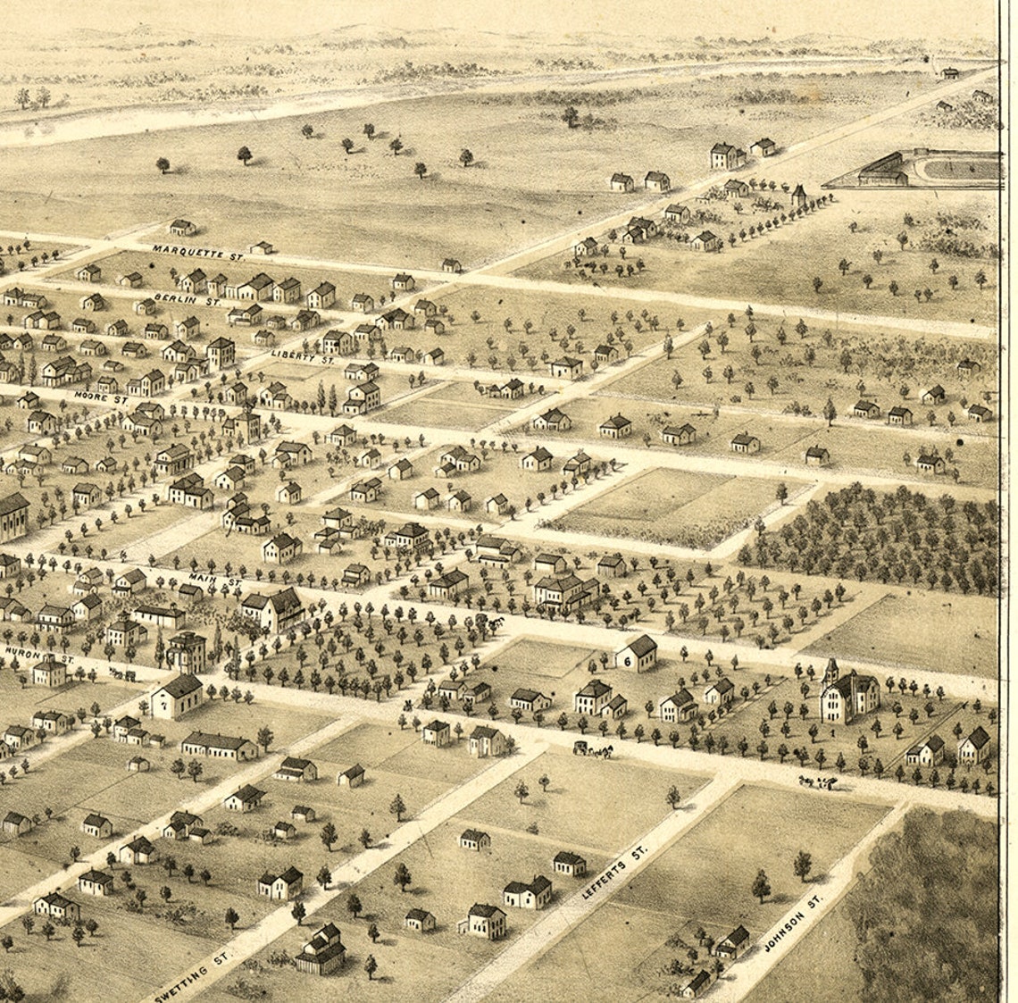 Map of Berlin Green Lake Co. Wisconsin 1867 WI. Vintage Etsy