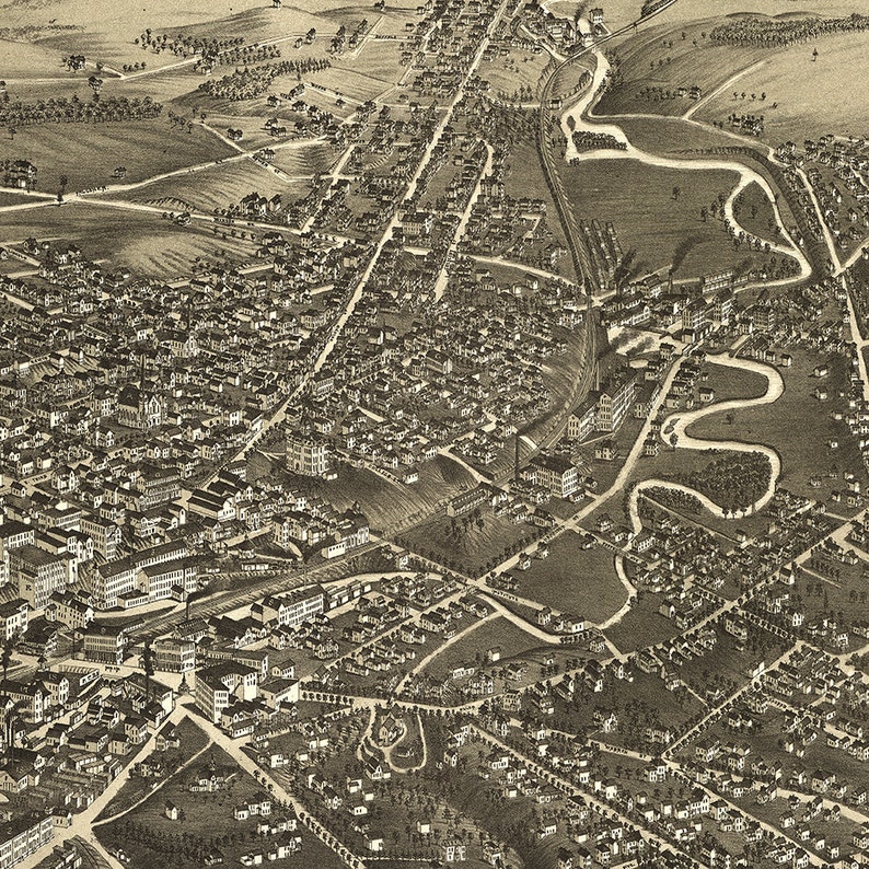 Jamestown Chautauqua County. N.Y. New York 1882. Aerial View Etsy