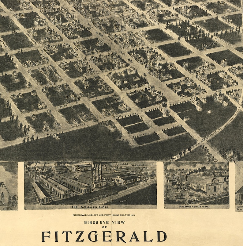 Map of Fitzgerald Ben Hill County 1908. Vintage Etsy