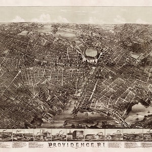 Vorsehung (Providence Hafen), Rhode Island RI 1882. Vintage Restauration Hardware home Deco Stil alte Wandreproduktion Kartendruck.